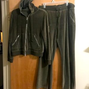 2 piece velvet hoodie and matching pants